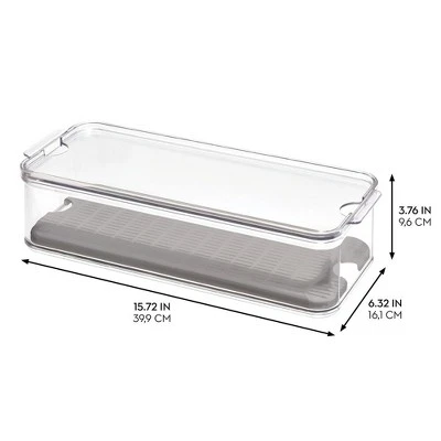 IDesign Set Of 6 Fridge Produce Bins With Drainage Tray - Clear/Gray 7 IDesign Set Of 6 Fridge Produce Bins With Drainage Tray - Clear/Gray - Image 5