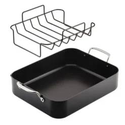 KitchenAid Hard Anodized Induction 13"x15.75" Roaster With Nonstick Rack: Turkey Roasting Pan, Oven-Safe, Matte Black -Target KitchenAid GUEST d95d7747 e3d2 4b63 aa3e b81f4b114c45