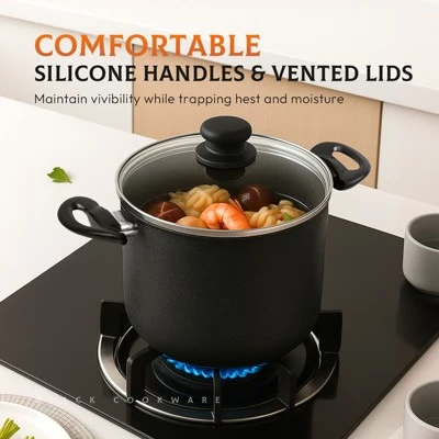 SKONYON 16Pcs Nonstick Pots And Pans Set Hard-Anodized Cookware Set With Lid And Cooking Utensils 6 SKONYON 16Pcs Nonstick Pots And Pans Set Hard-Anodized Cookware Set With Lid And Cooking Utensils - Image 4