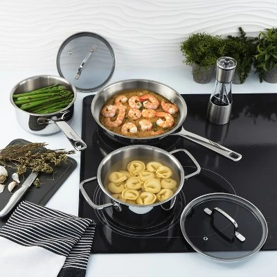 BergHOFF Helix Recycled 18/10 Stainless Steel Cookware Set With Glass Lids 3 BergHOFF Helix Recycled 18/10 Stainless Steel Cookware Set With Glass Lids