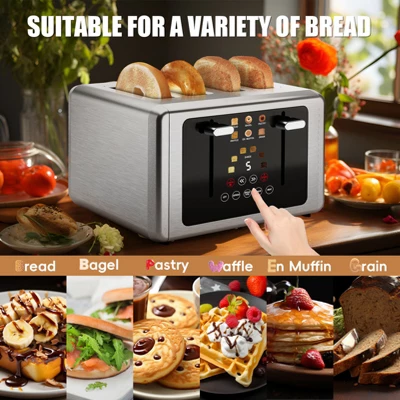 WHALL ULTRA 4 Slice Toaster, Stainless Steel Toaster With Touchscreen, Dual Control Panel, Extra Wide Slot Toaster 4 Slice 5 WHALL ULTRA 4 Slice Toaster, Stainless Steel Toaster With Touchscreen, Dual Control Panel, Extra Wide Slot Toaster 4 Slice - Image 3