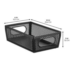 Perforated Metal Storage Bin With Handles