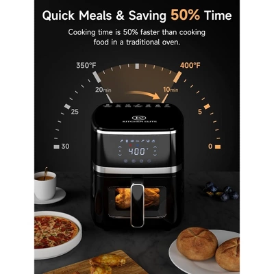 Kitchen Elite Digital Air Fryer Oven, Compact Cooker With Window, 7 Presets, Nonstick Basket For Fast Cooking, Easy Cleanup, 5.28 Quart, Black 5 Kitchen Elite Digital Air Fryer Oven, Compact Cooker With Window, 7 Presets, Nonstick Basket For Fast Cooking, Easy Cleanup, 5.28 Quart, Black - Image 3