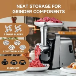 3000W Meat Grinder, Grind 3 Lbs/min,Heavy-Duty Multipurpose Stainless Steel Meat Mincer With 2 Blades & 4 Grinding Plates,3 Sausage Tubes & Kibbe Kit -Target KitchenAid GUEST daaa5a47 3b93 4818 80e7 8d7f4a8b8e1e