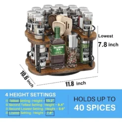 BRINJOY Lazy Susan Organizer Spice Rack - Spice Organization For Cabinet Height Adjustable Rotating Lazy Turntable, Pantry Kitchen Wood (12 Inch) -Target KitchenAid GUEST dabd0b93 804f 4009 bdb0 35f17bd1aa29