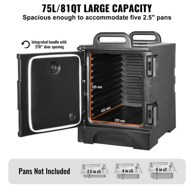 VEVOR Insulated Food Pan Carrier, 81 Qt Hot Box For Catering, Food Box Carrier With Double Buckles, Front Loading Food Warmer With Handles 5 VEVOR Insulated Food Pan Carrier, 81 Qt Hot Box For Catering, Food Box Carrier With Double Buckles, Front Loading Food Warmer With Handles - Image 3