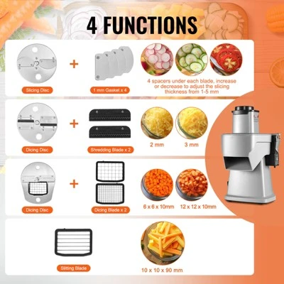 VEVOR Electric Vegetable Slicer, 4 In 1 Multifunctional Food Cutter, 200W Vegetable Chopper For Slicing Shredding Dicing And Slitting 4 VEVOR Electric Vegetable Slicer, 4 In 1 Multifunctional Food Cutter, 200W Vegetable Chopper For Slicing Shredding Dicing And Slitting - Image 2