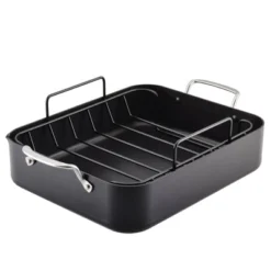 KitchenAid Hard Anodized Induction 13"x15.75" Roaster With Nonstick Rack: Turkey Roasting Pan, Oven-Safe, Matte Black -Target KitchenAid GUEST dbf08a03 d64a 4092 951a 34156f393e18