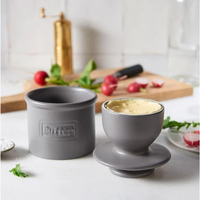 Butter Bell® Crock – Café Matte Gray Ceramic Butter Keeper, Modern Matte Butter Dish For Fresh, Spreadable Butter 3 Butter Bell® Crock – Café Matte Gray Ceramic Butter Keeper, Modern Matte Butter Dish For Fresh, Spreadable Butter