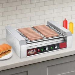 Great Northern Popcorn 11 Roller Hot Dog Machine Electric Countertop Cooker With Drip Tray & Dual Zones
