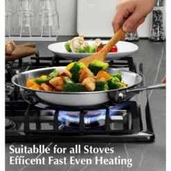 KOCH SYSTEME CS Stainless Steel Pan, 10inch/12inch Tri-Ply Stainless Steel Frying Pan With Stay-Cool Handle, Sliver