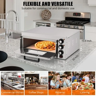 Commercial Countertop Pizza Oven,1800W Stainless Steel Electric Pizza Maker With Timer & Crumb Tray For Home/Restaurant 6 Commercial Countertop Pizza Oven,1800W Stainless Steel Electric Pizza Maker With Timer & Crumb Tray For Home/Restaurant - Image 4