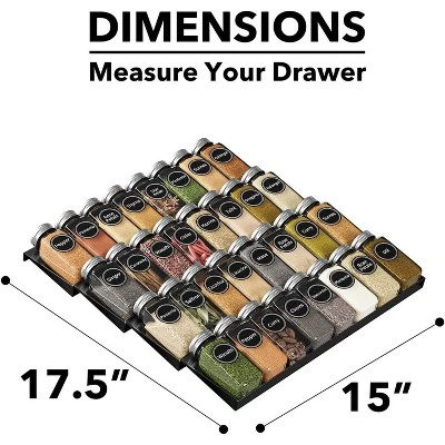 Spice Drawer Organizer With 32 Glass Spice Jars, 386 Labels, For Kitchen Drawers,Black 7 Spice Drawer Organizer With 32 Glass Spice Jars, 386 Labels, For Kitchen Drawers,Black - Image 5