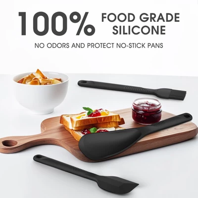 Itopfox Silicone Cooking Utensils Set - Heat Resistant, Nonstick Kitchen Tools With Spatulas, Spoons, Whisk, Tongs, Dishwasher Safe, Black 7 Itopfox Silicone Cooking Utensils Set - Heat Resistant, Nonstick Kitchen Tools With Spatulas, Spoons, Whisk, Tongs, Dishwasher Safe, Black - Image 5