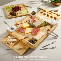 Gibson Home Rustic Inspirations 18-Piece Bamboo Charcuterie Board Set With Hidden Drawer, Ceramic Bowls, Utensils -Target KitchenAid GUEST dcfa551d 1767 4192 9389 d7ac781a995f