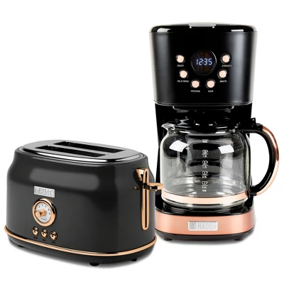 Haden Dorset 2 Slice Wide Slot Stainless Steel Toaster Bundled With 12 Cup Programmable Drip Coffee Maker Coffee Machine, Black & Copper 8 Haden Dorset 2 Slice Wide Slot Stainless Steel Toaster Bundled With 12 Cup Programmable Drip Coffee Maker Coffee Machine, Black & Copper - Image 6