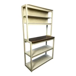 FONTOI 39.37" 5-Tier Bakers Rack For Kitchen With Storage, Coffee Bar, Kitchen Shelves, Brown&White, 15.75"*66.93"*39.37"