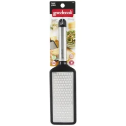 GoodCook Ready Fine Grater: Stainless Steel Flat Cheese Grater, Dishwasher-Safe, Black, 10.23" Height