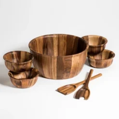 Kalmar Home Solid Acacia 7 Piece - X-Large Salad Bowl With Servers And 4 Individuals -Target KitchenAid GUEST def2787f 24fa 4912 9d5e e2fc2804ef18