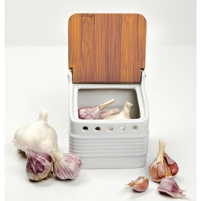 Rsvp Stoneware Garlic Keeper - White 8 Rsvp Stoneware Garlic Keeper - White - Image 6