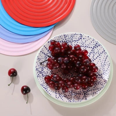 Unique Bargains Round Heat Resistant Silicone Trivet Mat With Hang Hole 2 Pcs 4 Unique Bargains Round Heat Resistant Silicone Trivet Mat With Hang Hole 2 Pcs - Image 2