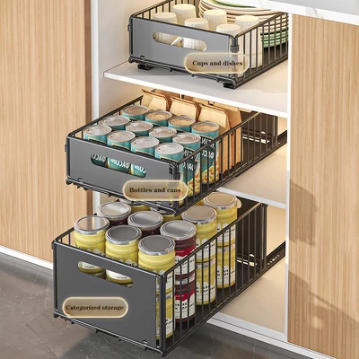 Pull Out Cabinet Organizer Expandable Kitchen Drawers Heavy Duty Slide Out Storage Basket With Adhesive Film Under Sink Cabinet Storage For Bathroom 6 Pull Out Cabinet Organizer Expandable Kitchen Drawers Heavy Duty Slide Out Storage Basket With Adhesive Film Under Sink Cabinet Storage For Bathroom - Image 4