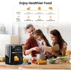 1500W Digital Air Fryer Toaster Oven Combo 5 Quart With 8 Cooking Presets & Visible Cooking Window