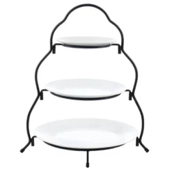 3-Tier Round Plate Porcelain Serveware Set - Elama: White Tiered Stand, Dishwasher & Microwave Safe, New Home Decor 9 3-Tier Round Plate Porcelain Serveware Set - Elama: White Tiered Stand, Dishwasher & Microwave Safe, New Home Decor -Target KitchenAid GUEST dff26354 4220 477c b1e3 439aa94a62ee