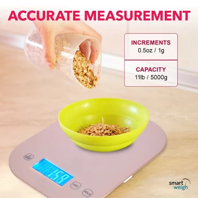 Smart Weigh Digital Food Scale - 11-pound Capacity - Pink 6 Smart Weigh Digital Food Scale - 11-pound Capacity - Pink - Image 4