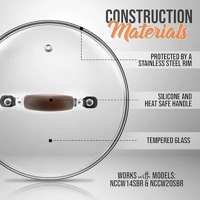 NutriChef Dutch Oven Tempered Glass Pot Lid - 9.45 Inch - Stainless Rim - Oven Safe 4 NutriChef Dutch Oven Tempered Glass Pot Lid - 9.45 Inch - Stainless Rim - Oven Safe - Image 2
