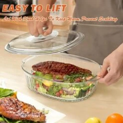 Itopfox 2.8L Glass Casserole Baking Dish With Lid, Large Oval Dish For Oven, Freezer & Microwave, Clear Container -Target KitchenAid GUEST e1584964 88c6 4191 a3f9 d41e527fc62b