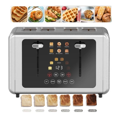WHALL 4 Slice Toaster, Touchscreen Toaster, Stainless Steel Toaster Digital Timer, Dual Control Panel, 6 Shade Settings&6 Bread Types, Wide Slots 9 WHALL 4 Slice Toaster, Touchscreen Toaster, Stainless Steel Toaster Digital Timer, Dual Control Panel, 6 Shade Settings&6 Bread Types, Wide Slots - Image 7