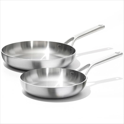 OXO 2pc Mira Tri-Ply Stainless Steel Frypan Set Silver: Cookware Set, Kitchen, Dishwasher-Safe, Gas & Induction Compatible 6 OXO 2pc Mira Tri-Ply Stainless Steel Frypan Set Silver: Cookware Set, Kitchen, Dishwasher-Safe, Gas & Induction Compatible - Image 4