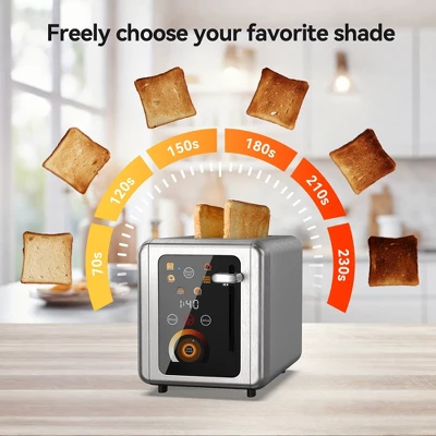 WHALL Toaster 2 Slice, Touch Screen Toasters, Smart Bread Toaster, Stainless Steel Compact Toaster, Wide Slots Toaster Bagel Toaster 3 WHALL Toaster 2 Slice, Touch Screen Toasters, Smart Bread Toaster, Stainless Steel Compact Toaster, Wide Slots Toaster Bagel Toaster