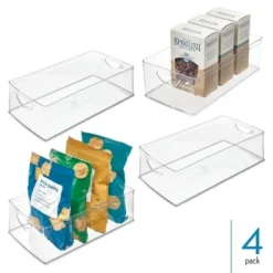 Plastic Kitchen Cabinet Storage Bins - Set Of 4 - Clear - Made In USA