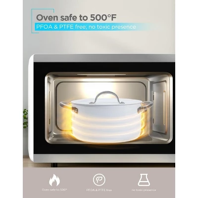 Black & Decker BLACK+DECKER 9-Piece Ceramic White Aluminum Cookware Set, Pots And Pans Set With Ceramic Non-Stick Coating 6 Black & Decker BLACK+DECKER 9-Piece Ceramic White Aluminum Cookware Set, Pots And Pans Set With Ceramic Non-Stick Coating - Image 4