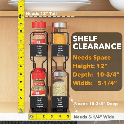 Pull Out Spice Rack Organizer(no Jars Included) For Cabinet,with Labels,2 Drawers 2-Tier 3 Pull Out Spice Rack Organizer(no Jars Included) For Cabinet,with Labels,2 Drawers 2-Tier