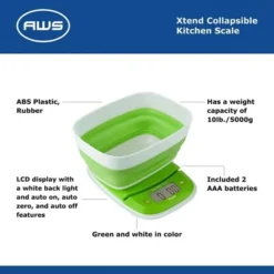 American Weigh Scales Extend Series Kitchen Scale High Precision Large LCD Display Collapsable Bowl 11LB Capacity