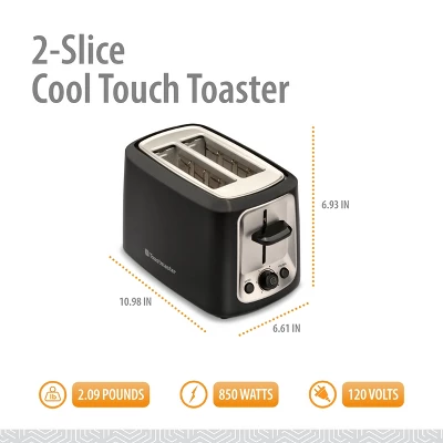 Toastmaster 2-Slice Cool Touch Toaster, Black 3 Toastmaster 2-Slice Cool Touch Toaster, Black