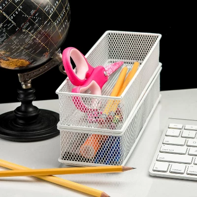 YBM Home White Mesh Drawer And Desk Organizer Tray, Pack Of 2 3 YBM Home White Mesh Drawer And Desk Organizer Tray, Pack Of 2