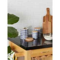 Design Imports Blue & White Buffalo Check Ceramic Canister Set/3 -Target KitchenAid GUEST e400de00 e3b5 4f07 83e3 05a983569335