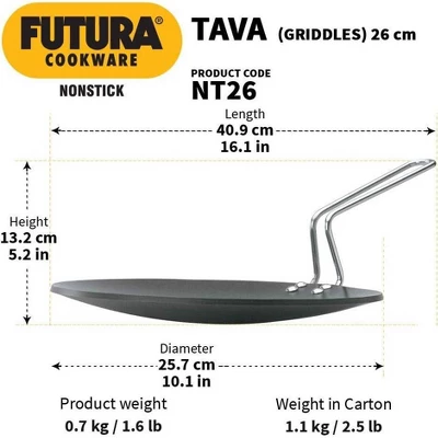 Hawkins Futura 10" Non Stick Concave Tava Griddle With Steel Handle: Anodized Aluminum, Gas Compatible, Hand Wash 4 Hawkins Futura 10" Non Stick Concave Tava Griddle With Steel Handle: Anodized Aluminum, Gas Compatible, Hand Wash - Image 2