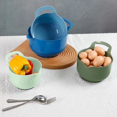 Itopfox 4-Piece Nesting Mixing Bowls Set With Pour Spout & Handle, BPA-Free, Microwave & Dishwasher Safe, Non-Slip Base, Lightweight 5 Itopfox 4-Piece Nesting Mixing Bowls Set With Pour Spout & Handle, BPA-Free, Microwave & Dishwasher Safe, Non-Slip Base, Lightweight - Image 3