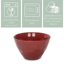 Elanze Designs Dimpled Ceramic 5.5 Inch Contemporary Serving Bowls Set Of 4, Red