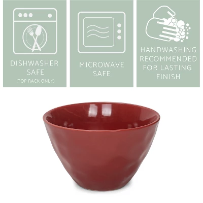 Elanze Designs Dimpled Ceramic 5.5 Inch Contemporary Serving Bowls Set Of 4, Red 3 Elanze Designs Dimpled Ceramic 5.5 Inch Contemporary Serving Bowls Set Of 4, Red