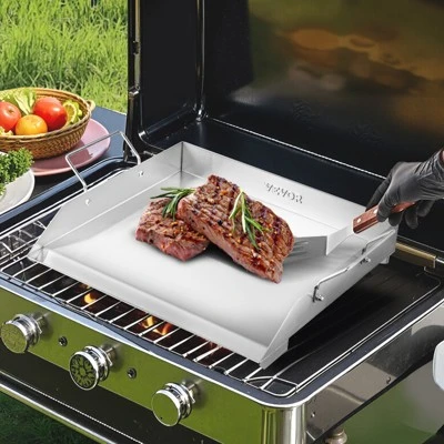 VEVOR Stainless Steel Griddle, 18x16 Inch Universal Flat Top Rectangular Plate, Gas Grill Griddle For BBQ Grill, Teppanyaki, Silver 3 VEVOR Stainless Steel Griddle, 18x16 Inch Universal Flat Top Rectangular Plate, Gas Grill Griddle For BBQ Grill, Teppanyaki, Silver
