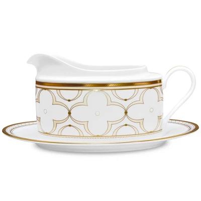 Noritake Trefolio Gold Gravy Boat With Tray 5 Noritake Trefolio Gold Gravy Boat With Tray - Image 3