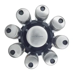 Cole & Mason 16 Jar Spice Rack Carousel: Freestanding Organizer With Glass Jars, Multicolor, 1 Year Warranty