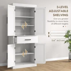 Yukimo Kitchen Tall Cabinet, 72" Freestanding Pantry Storage With Barn Doors, 5 Adjustable Shelves, White -Target KitchenAid GUEST e67a0d70 fe14 4f9f 98f5 baec2bd7f384