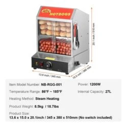 VEVOR Hot Dog Steamer, 28.5QT, 2-Tier Hot Dog Hut Steamer, 86℉~185℉ Temperature Control, Electric Bun Warmer With Tempered Glass Slide Doors 16 VEVOR Hot Dog Steamer, 28.5QT, 2-Tier Hot Dog Hut Steamer, 86℉~185℉ Temperature Control, Electric Bun Warmer With Tempered Glass Slide Doors -Target KitchenAid GUEST e72c0ea0 91a7 491b bb73 b468d63125f4